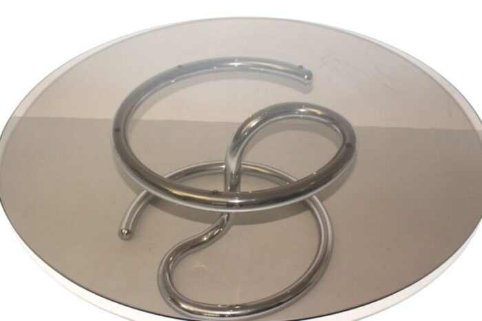 vintage curved chromed glass coffee table 5