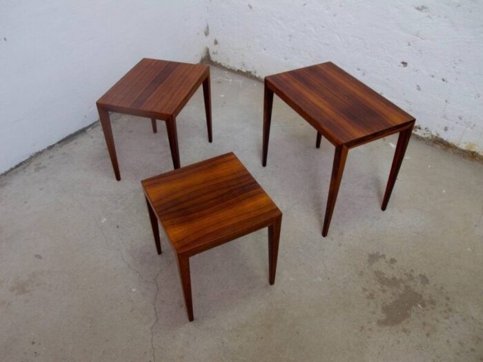 vintage danish nesting rosewood tables by severin hansen 2