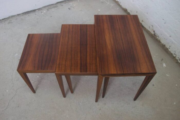 vintage danish nesting rosewood tables by severin hansen 5