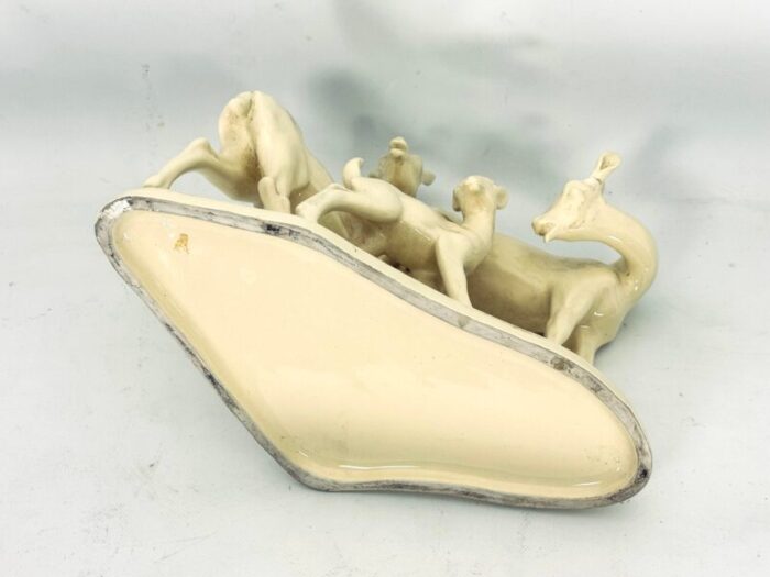 vintage deer family sculpture in ceramic italy 1950s 0552