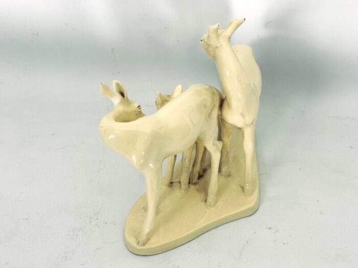 vintage deer family sculpture in ceramic italy 1950s 1439