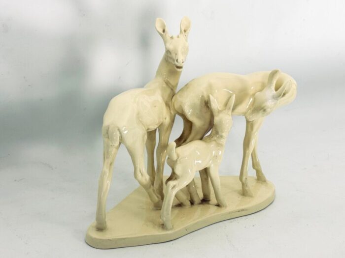 vintage deer family sculpture in ceramic italy 1950s 2275