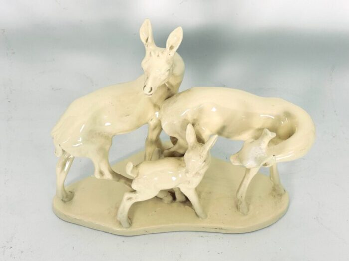 vintage deer family sculpture in ceramic italy 1950s 2695