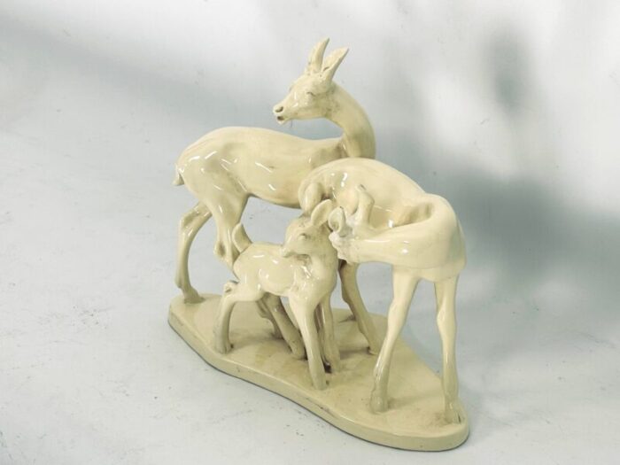 vintage deer family sculpture in ceramic italy 1950s 3828