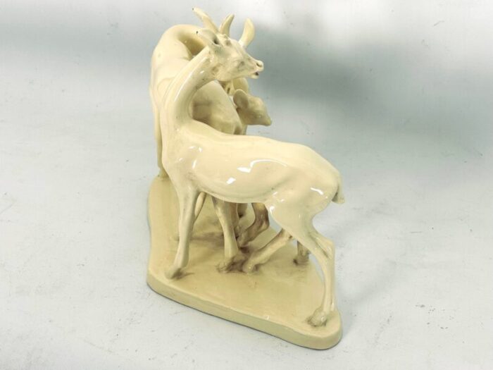 vintage deer family sculpture in ceramic italy 1950s 6147