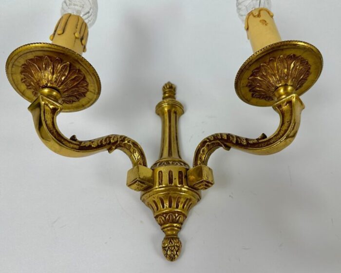 vintage double arm gilt bronze wall sconces set of 2 4