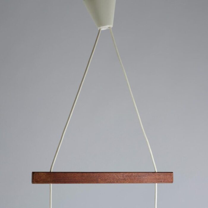 vintage double hanging lamp in teak and bubble glass 1970s 7