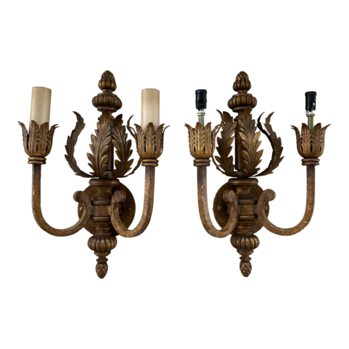 vintage fine art lamp two arm wall sconces a pair 3403