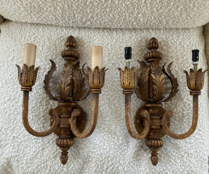 vintage fine art lamp two arm wall sconces a pair 7662