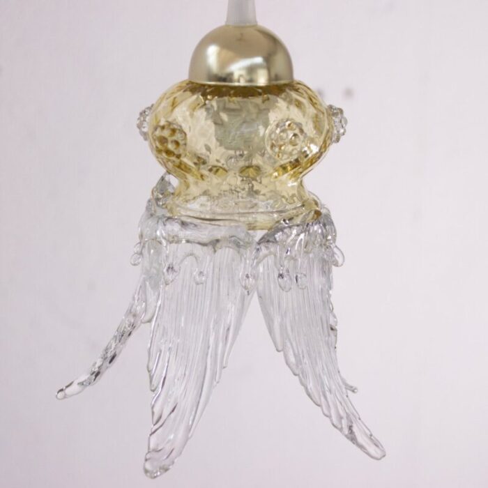 vintage flower pendant in clear and gold murano glass 1980s 5