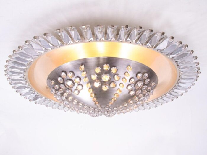 vintage french art deco crystal flush mount 1940s 2