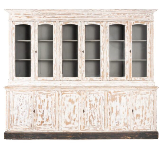 vintage french country large bookcase display cabinet circa 1960 6694