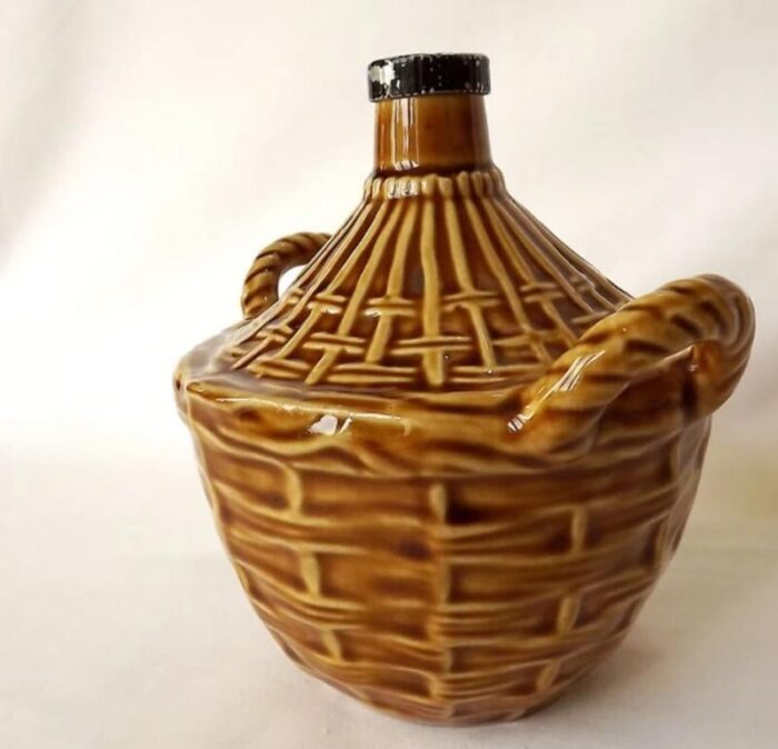 vintage french demijohn ceramic style liquor decanter circa 1970 6674