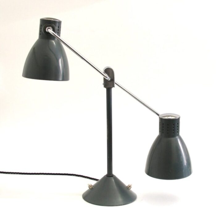 vintage french double shade desk lamp model 800d from jumo 1940s 2