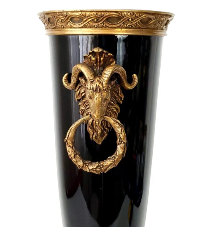 vintage french louis xvi ormolu style black chinoiserie porcelain vase 6944