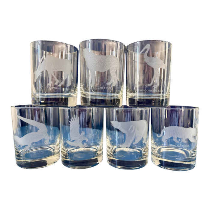 vintage georg jensen endangered animals glasses set of 7 3360