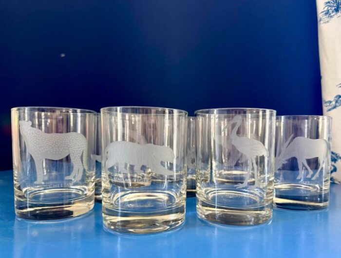 vintage georg jensen endangered animals glasses set of 7 8814