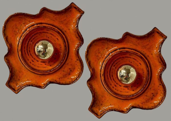 vintage german ceramic wall lights 1960 set of 2 4