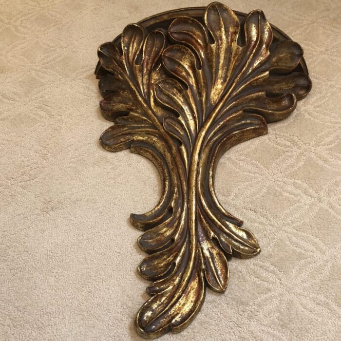 vintage gilded fig leaf wall sconce shelf 4015