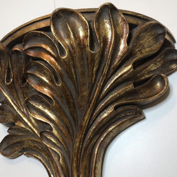 vintage gilded fig leaf wall sconce shelf 4081