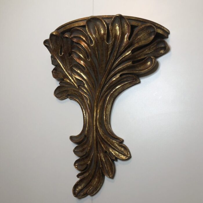 vintage gilded fig leaf wall sconce shelf 4961