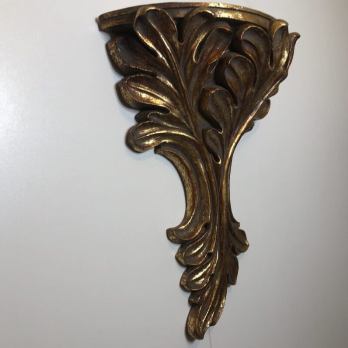 vintage gilded fig leaf wall sconce shelf 5354