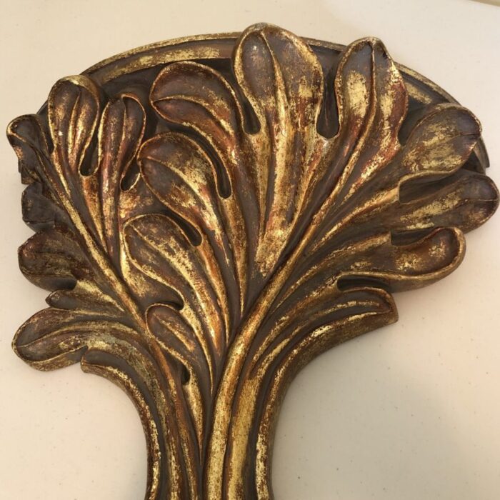 vintage gilded fig leaf wall sconce shelf 6518