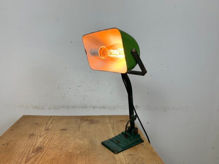 vintage green enamel bank lamp 1950s 18