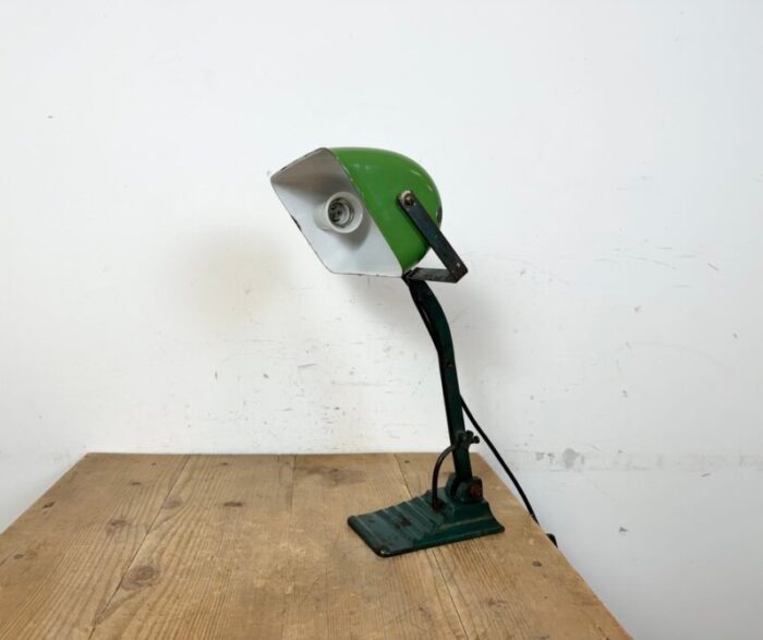 vintage green enamel bank lamp 1950s 3