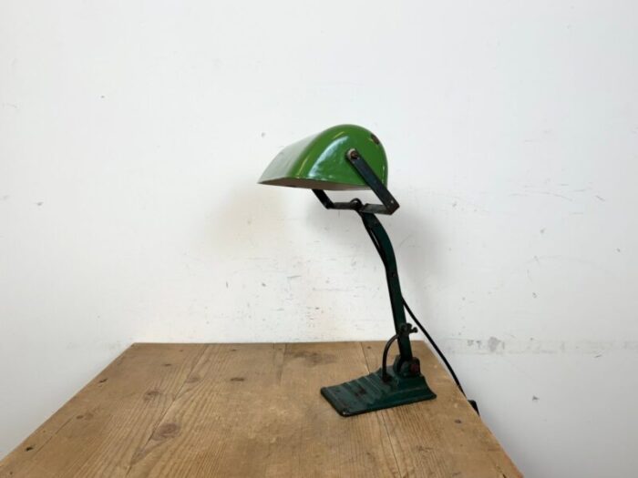 vintage green enamel bank lamp 1950s 4