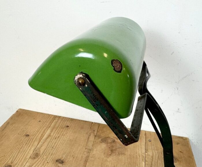 vintage green enamel bank lamp 1950s 5