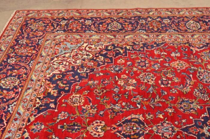 vintage hand knotted persian kashan room size rug 1749