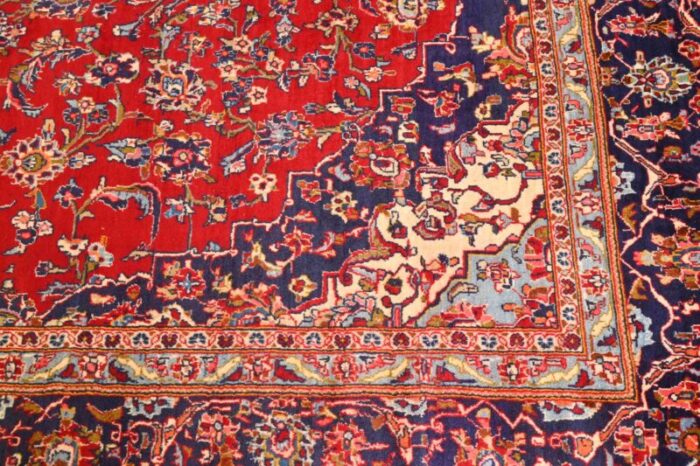 vintage hand knotted persian kashan room size rug 6319