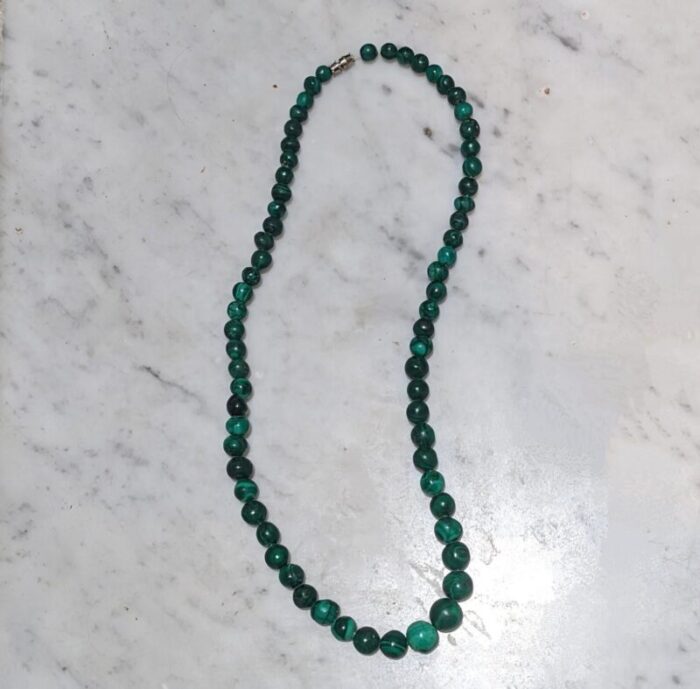 vintage hand strung solid malachite necklace 22 7005