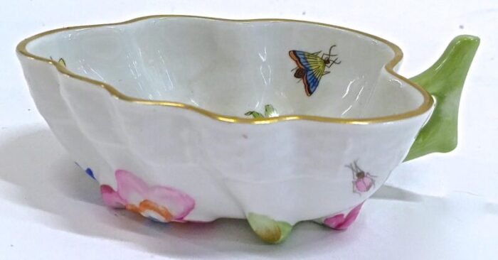 vintage herend widbird and butterfly leaf dish 3300