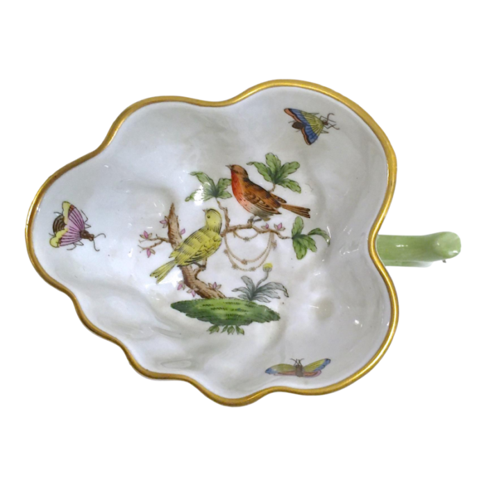 vintage herend widbird and butterfly leaf dish 7956