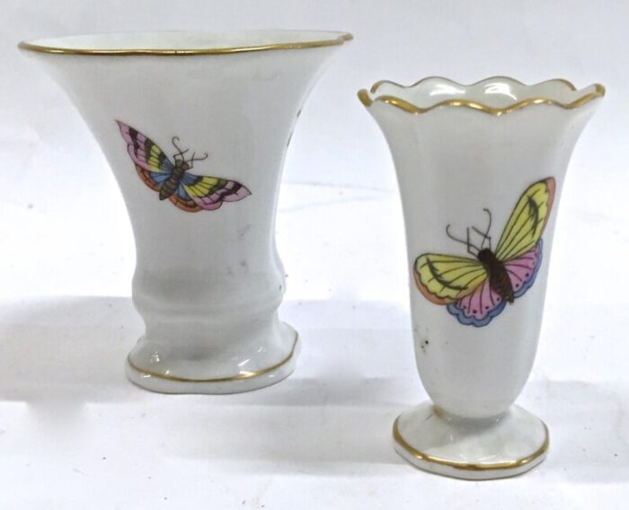 vintage herend wild birdbutterfly bud vases pr 8584