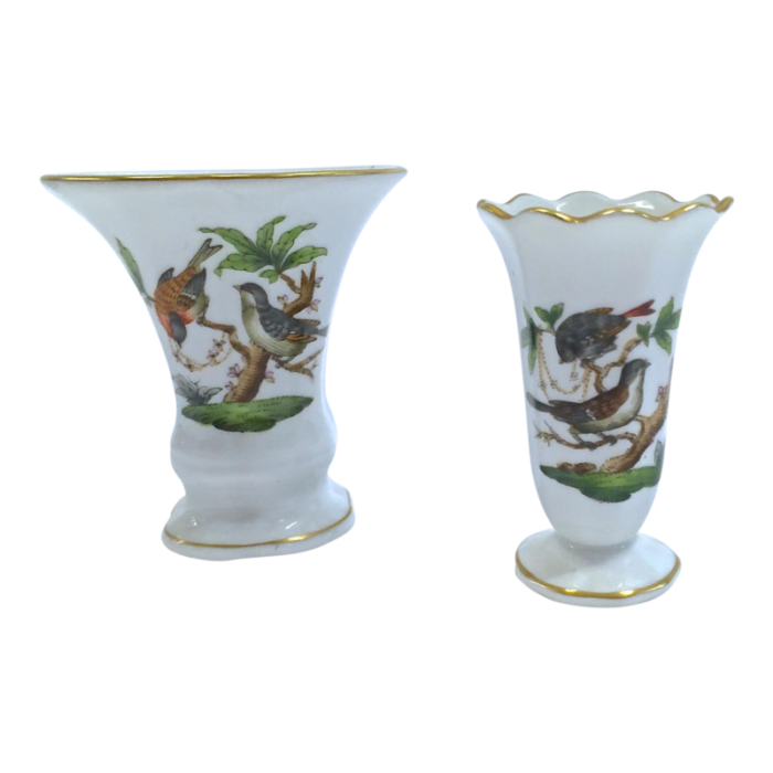 vintage herend wild birdbutterfly bud vases pr 9184