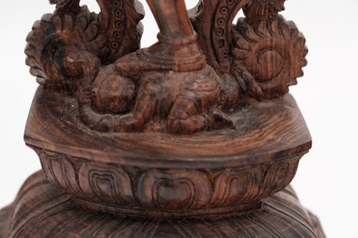 vintage hindu god nataraja shiva standing on lotus blossoms hand carved wood sculpture 7602