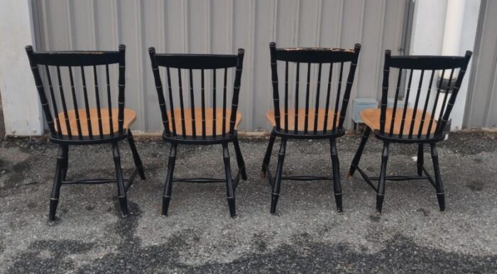 vintage hitchcock style stenciled harvest dining chairs set of 4 0977