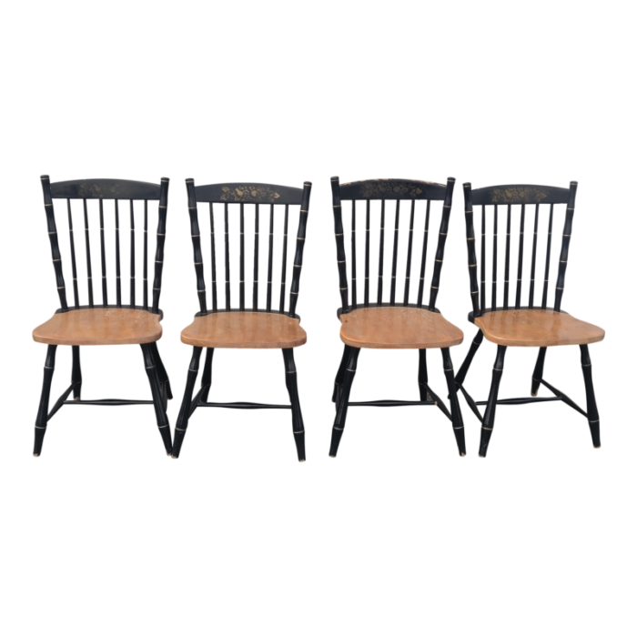 vintage hitchcock style stenciled harvest dining chairs set of 4 7859