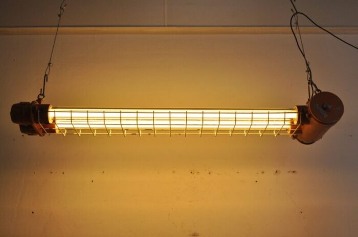 vintage industrial glass tube pendant light 1970s 14