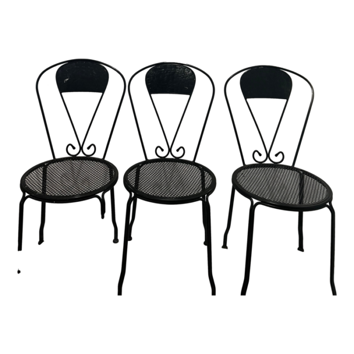 vintage iron with mosaic side chairs set of 3 4964