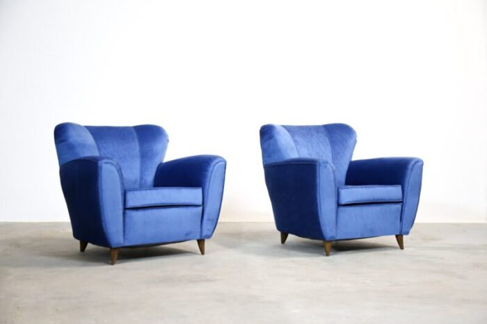 vintage italian blue armchairs 1960s set of 2 2