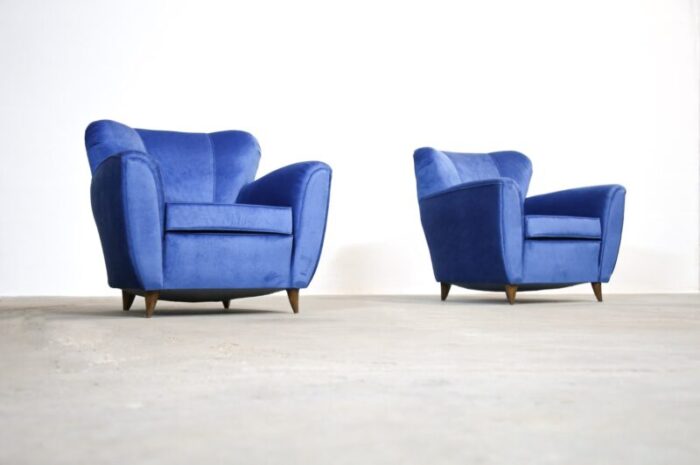 vintage italian blue armchairs 1960s set of 2 3