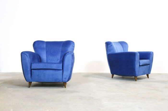 vintage italian blue armchairs 1960s set of 2 4