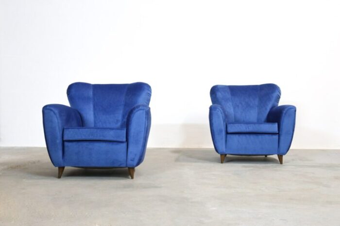 vintage italian blue armchairs 1960s set of 2 5