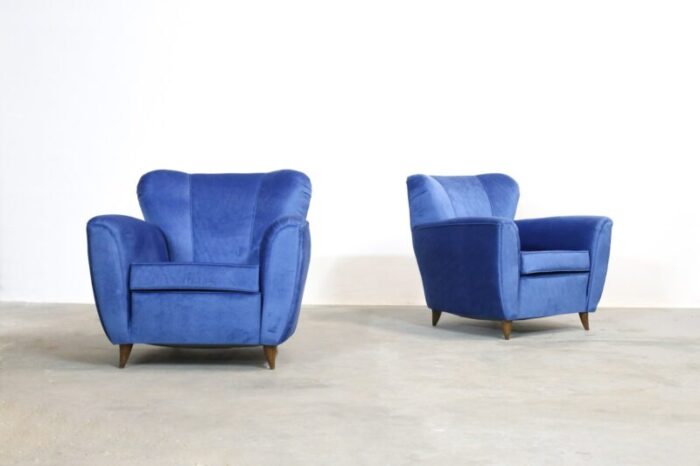 vintage italian blue armchairs 1960s set of 2 6