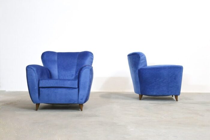 vintage italian blue armchairs 1960s set of 2 7