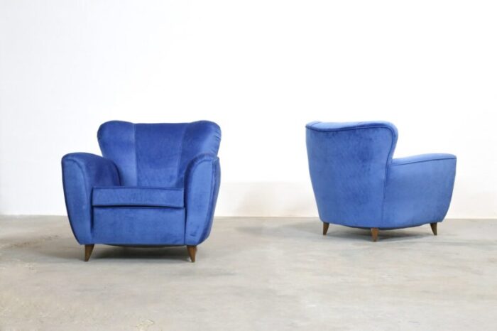 vintage italian blue armchairs 1960s set of 2 8